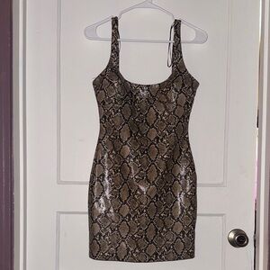 Zara Brown Snake Print Mini Dress